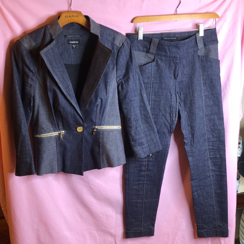 Bebe blue jean suit